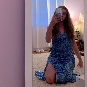 Sequined Blue Dress